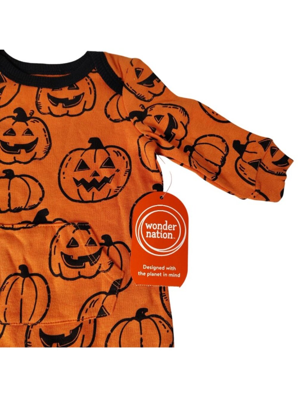 Wonder Nation Infant 0 to 3 Months One Piece Pumpkin Halloween Baby Romper - Picture 5 of 8